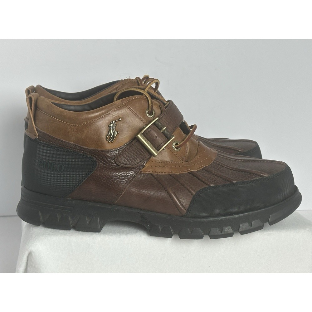 POLO Ralph Lauren Dover III Duck Boots Men's 13 D Two Tone Brown Leather 14323